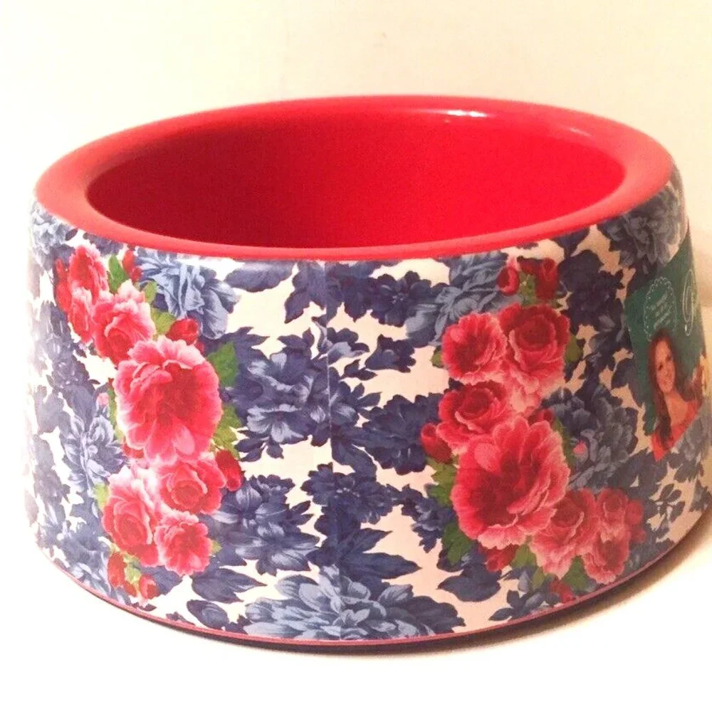 Pioneer Woman Pet Bowl Heritage Floral Blue Melamine Small 14oz Dog Cat Dish New